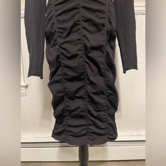 Opening Ceremony OC, V-neck Black Fitted, Rouche Dress, Size Lg, like new - Picture 3 of 10